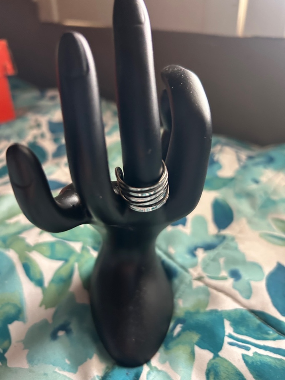 Plunder Silver-Tone Multi Band Stack Adjustable Ring